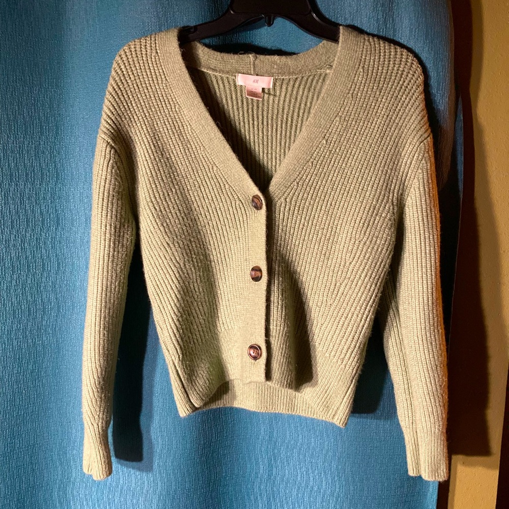 H&M Sage Green Button Up Cardigan